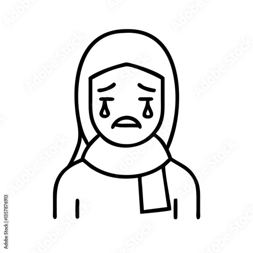 Sad woman with tears wearing a scarf