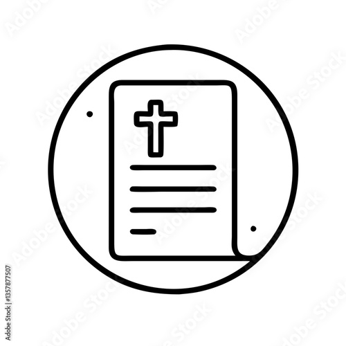Illustration of a document with a cross