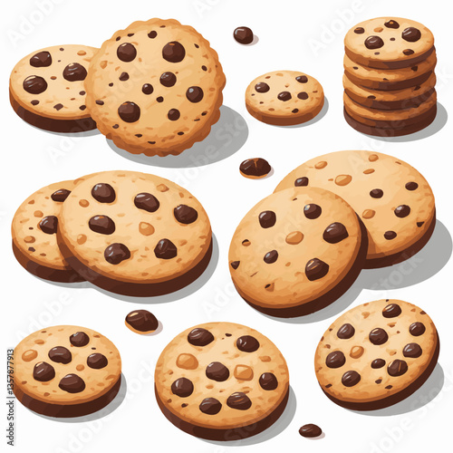 dessert, cookie, food, sweet, biscuit, bakery, background, chocolate, snack, delicious, homemade, brown, candy, isolated, chip, cake, bake, tasty, breakfast, pastry, fresh, closeup, vector, chips, cru