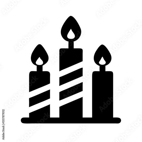 Black silhouette of three candles on a white background
