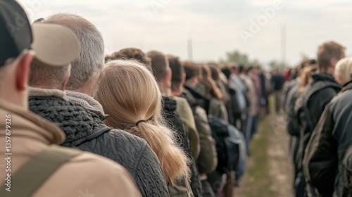 Wallpaper Mural Crowded Line of People Torontodigital.ca