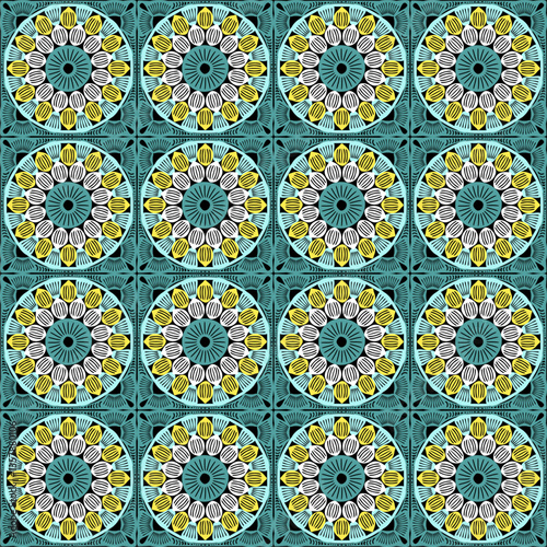 Pattern with crochet granny square wallpaper handmade decorative art design print