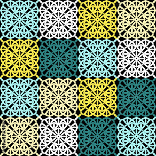 Pattern with crochet granny square wallpaper handmade decorative art design print
