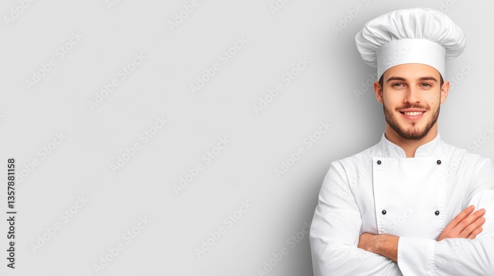 A Smiling Male Chef in White Uniform A Smiling Male Chef in White Uniform