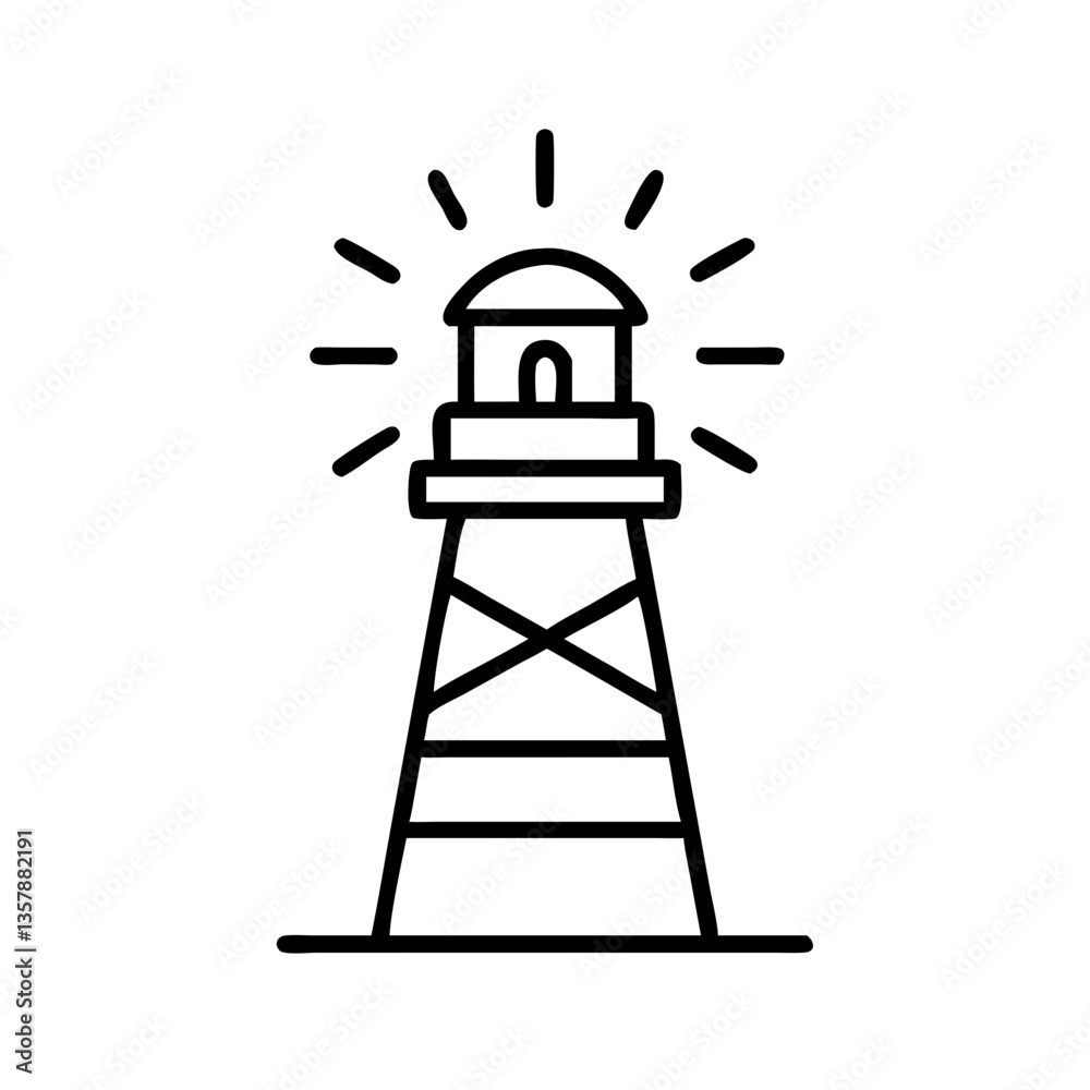 Black and white outline of a lighthouse. Black and white outline of a lighthouse.