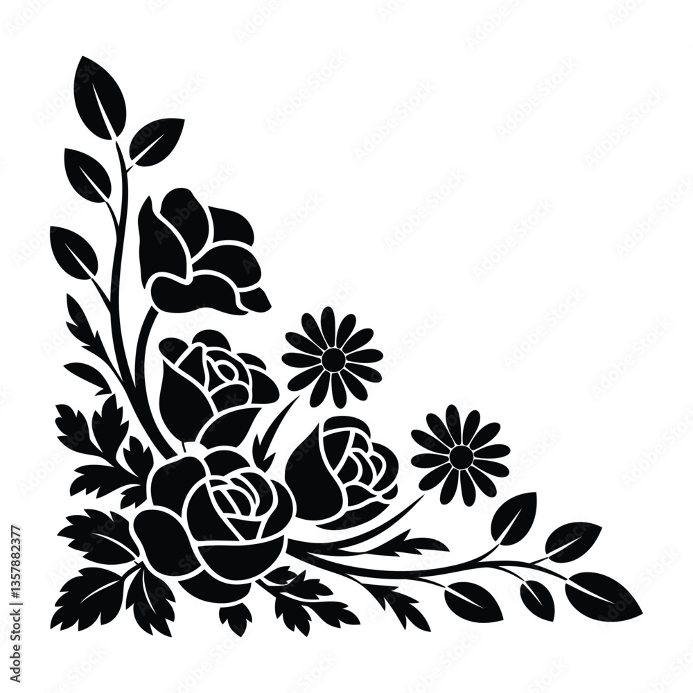 Obraz premium Vintage Inspired Black Floral Silhouette for Wall Art