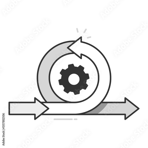 Agile Development Gear with Circular Arrows Solid Icon for Workflow Optimization