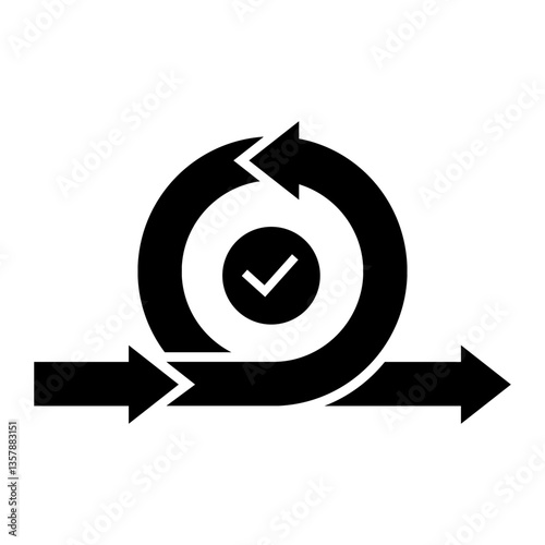 Agile Sprint Cycle with Checkmark and Arrows Solid Icon