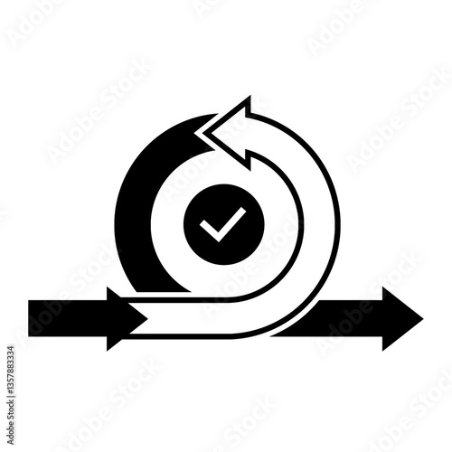Agile Sprint Cycle with Checkmark and Arrows Solid Icon