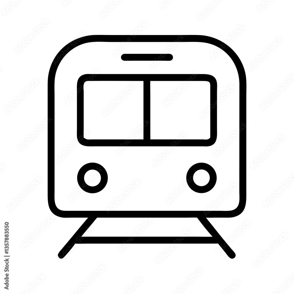 Black and white outline of a subway train. Black and white outline of a subway train.