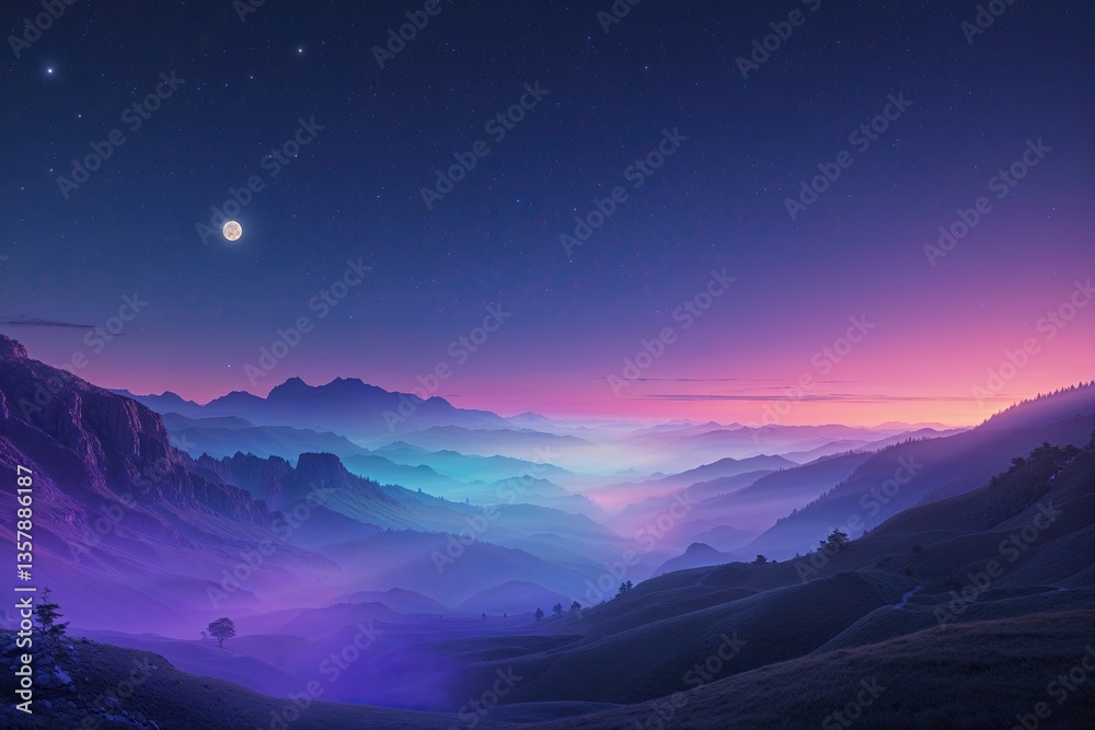 Ethereal Twilight Gradient Scene in Mystical Colors