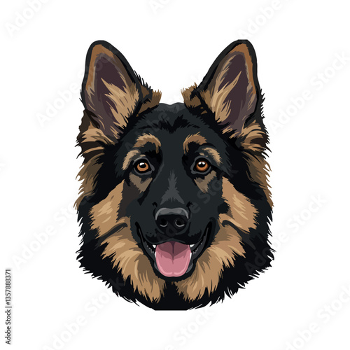 Portrait of a Happy German Shepherd Dog with Fluffy Fur.
