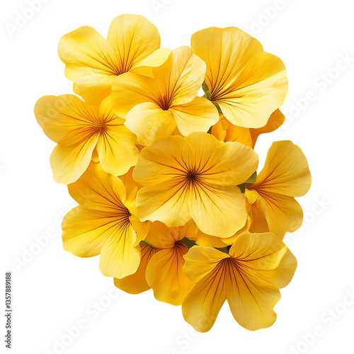 Cluster of Bright Yellow Geranium Flowers Isolated on Transparent Background