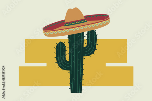 Cactus with a sombrero, Cinco de Mayo concept