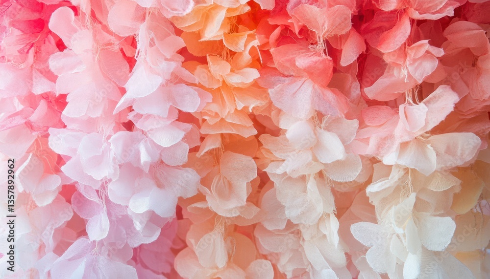 Obraz premium A vibrant display of pink and white flowers gracefully drapes from a wall, creating a stunning floral arrangement that enhances the surrounding environment.