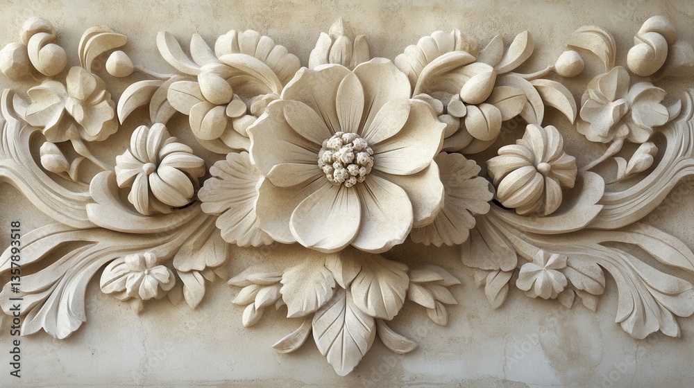 Stone carving ancient ornament. Generative AI Stone carving ancient ornament. Generative AI