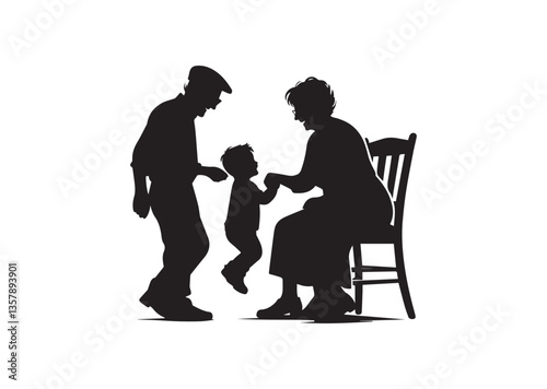 Grandparent with grandchild silhouette