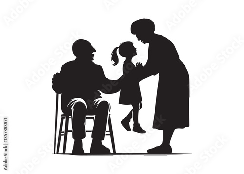 Grandparent with grandchild silhouette