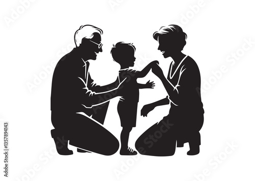 Grandparent with grandchild silhouette