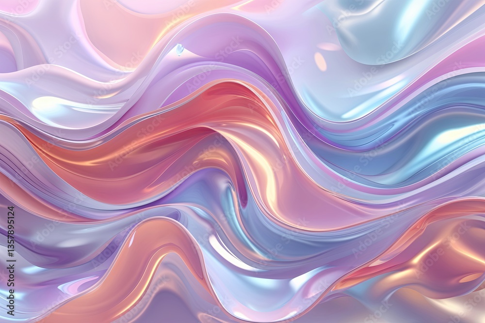 Fototapeta premium Flowing Abstract Pastel Reflective Texture Design for Elegant Backgrounds