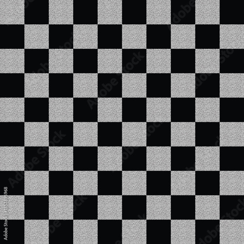 Black and white chessboard with checkered pattern and square tiles