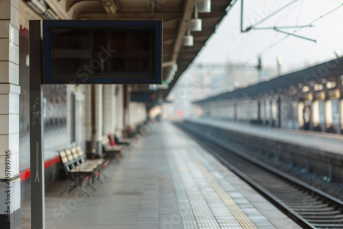 Wallpaper Mural empty train schedule board at a quiet railway station Torontodigital.ca