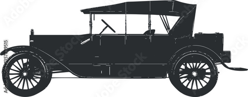 Silhouette of a vintage classic car with a retro design.