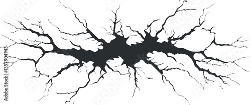 Abstract black and white lightning bolt pattern resembling a crack or fracture.
