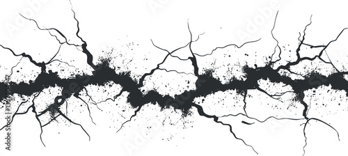 Abstract black crack pattern on a white background for texture design.