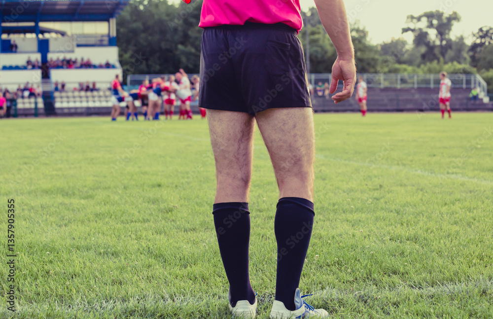 Fototapeta premium Rugby referee Watching the match