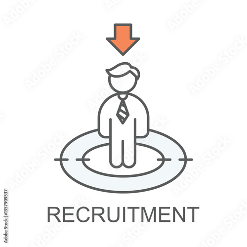 Vector icon for recruitment. Outline icon showing a professional standing in a targeted area, symbolizing hiring and talent acquisition.