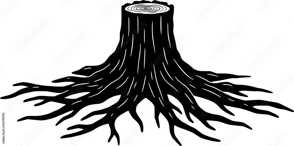 Fototapeta premium Tree stump black silhouette,Tree stump vector 