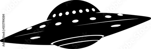 alien flying saucer spaceship UFO silhouette ,spaceship vector illustration
