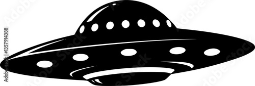 alien flying saucer spaceship UFO silhouette ,spaceship vector illustration

