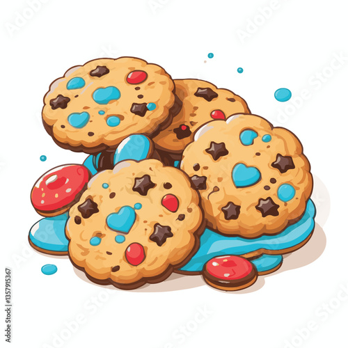 dessert, cookie, food, sweet, biscuit, bakery, background, chocolate, snack, delicious, homemade, brown, candy, isolated, chip, cake, bake, tasty, breakfast, pastry, fresh, closeup, vector, chips, cru
