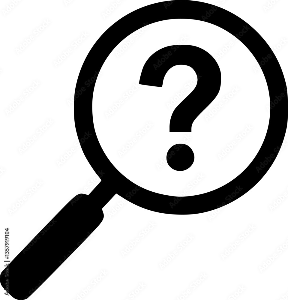 Magnifying glass question mark silhouette,Magnifying glass black vector icon
Magnifying glass question mark silhouette,Magnifying glass black vector icon