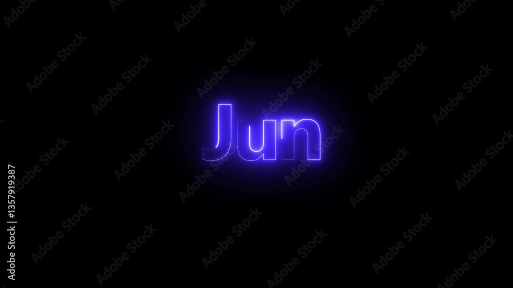 Animation of glowing neon shine month name June text icon animation . Neon glow signs in seamless loop motion graphic text animated video Animation of glowing neon shine month name June text icon animation . Neon glow signs in seamless loop motion graphic text animated video