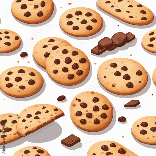 dessert, cookie, food, sweet, biscuit, bakery, background, chocolate, snack, delicious, homemade, brown, candy, isolated, chip, cake, bake, tasty, breakfast, pastry, fresh, closeup, vector, chips, cru