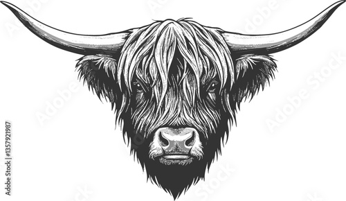 Highland Cattle head vector silhouette
