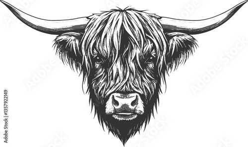 Highland Cattle head vector silhouette
