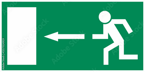 Exit sign design used in the European Union. Vector illustration.