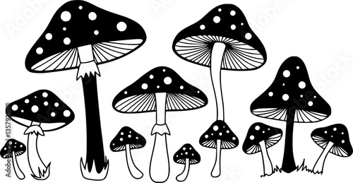 mushrooms silhouette ,mushrooms vector icon illustration
