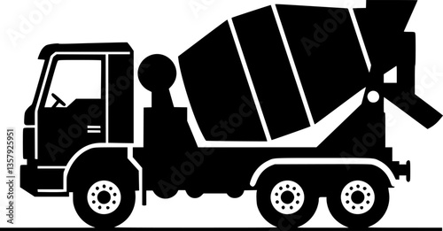 Cement Mixer Truck silhouette simple flat vector,Cement Mixer Truck icon
