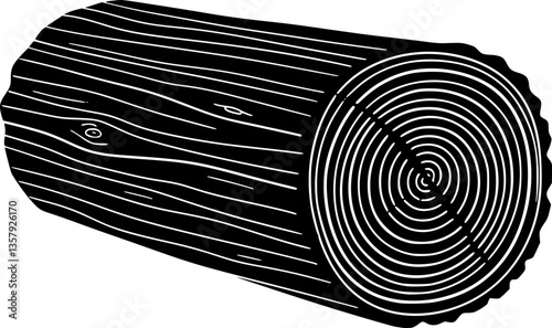 wood log silhouette, wood simple flat vector icon

