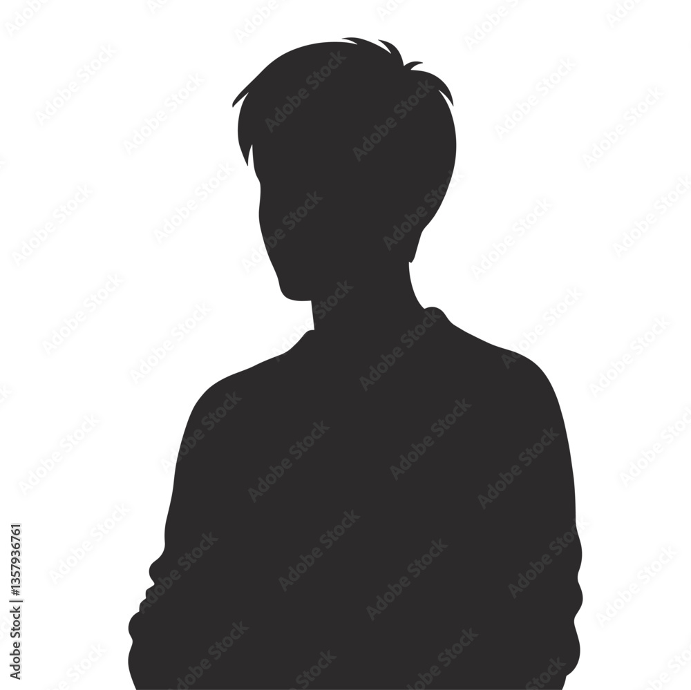 Silhouette Portrait of Anonymous Person in Profile - Black and White Vector Art Silhouette Portrait of Anonymous Person in Profile - Black and White Vector Art
