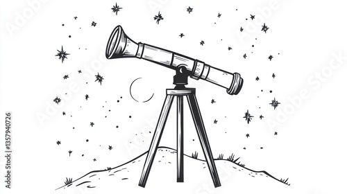 A vintage telescope pointed towards a starry night sky perfect for astronomy enthusiasts and s