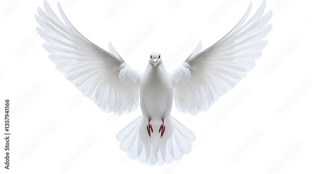 Obraz premium Isolated Illustration of a Flying White Dove Bird Spreading Wings