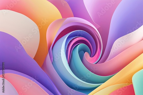 Dynamic Abstract Artwork Featuring Twisting Pastel Stripes and Bold Color Compositions
