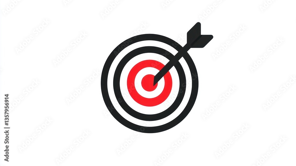 Target Hit Precision Arrow in Bullseye for Success and Achievement Target Hit Precision Arrow in Bullseye for Success and Achievement