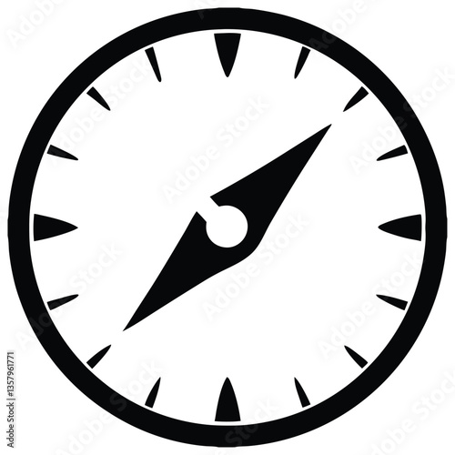 Black Compass Icon Vector – Minimalist Navigation Symbol with Sharp Directional Arrows in Circular Frame for Travel Apps, Maps, Wayfinding, Location Services, and Adventure Design